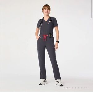 Figs Dowa High Waisted Pants Charcoal